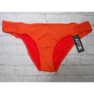 APT 9 Womens Bikini Bottom Swimwear Size X Large Orange Shirred Sides NWT